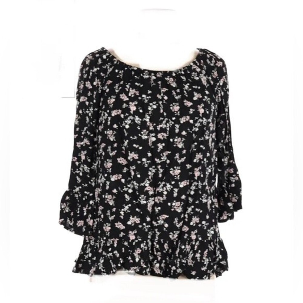 Black and blush floral top size XL